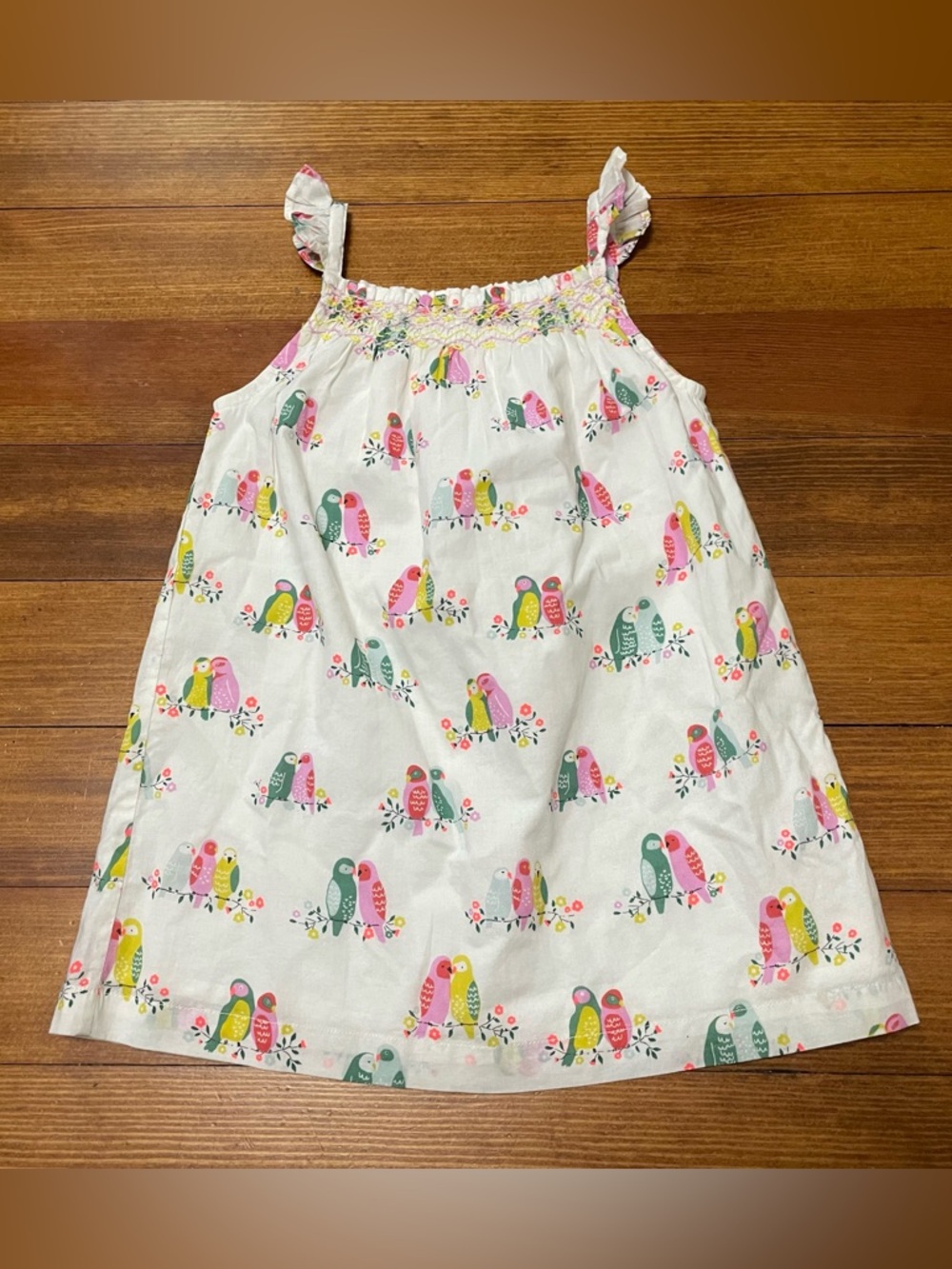 NWT Baby Boden Multicolor Love Bird Ruffle Sleeve Sundress Size 18-24 Months